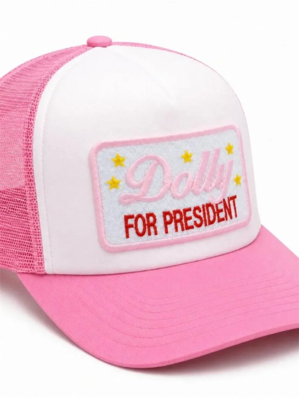 Dolly For President Embroidered Patch Pink Richardson 112 Trucker Hat New Retro